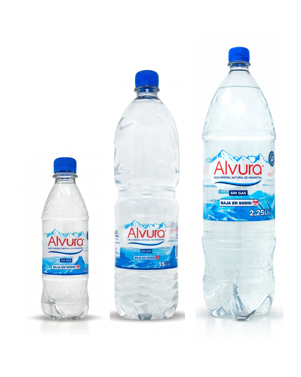 Línea Alvura sin gas: 500 ml, 1.5 L y 2.25 L